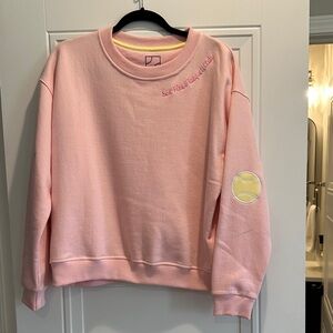 Courtlife Pink Crewneck Sweatshirt with Tennis Patches